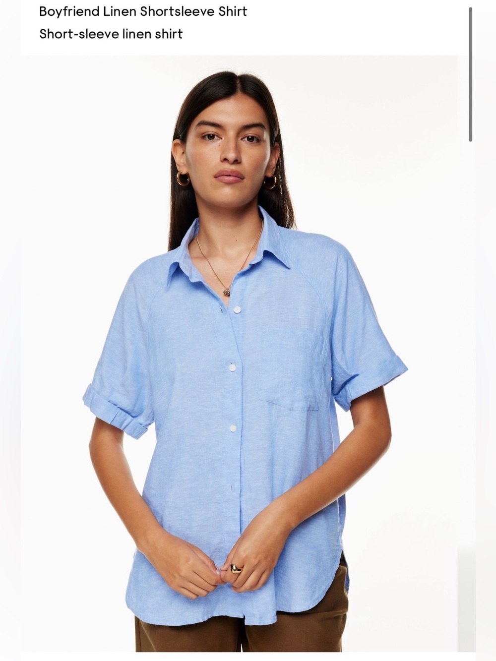 Aritzia Wilfred Free Boyfriend Linen Shirt In Soft Pale Pink Size XS
